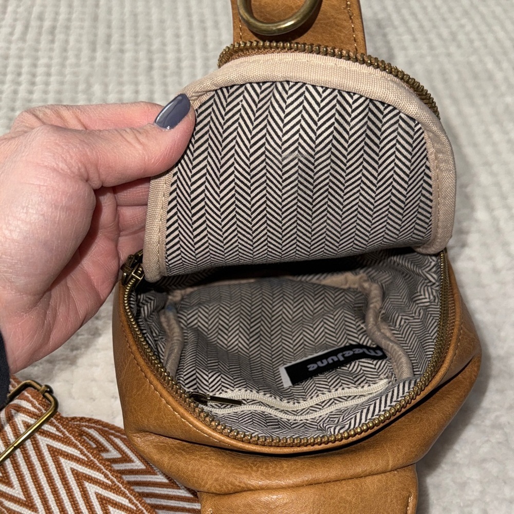 πβ¨ EUC Mini Backpack Sling Purse | Brown Faux Leather β¨π - Picture 5 of 9